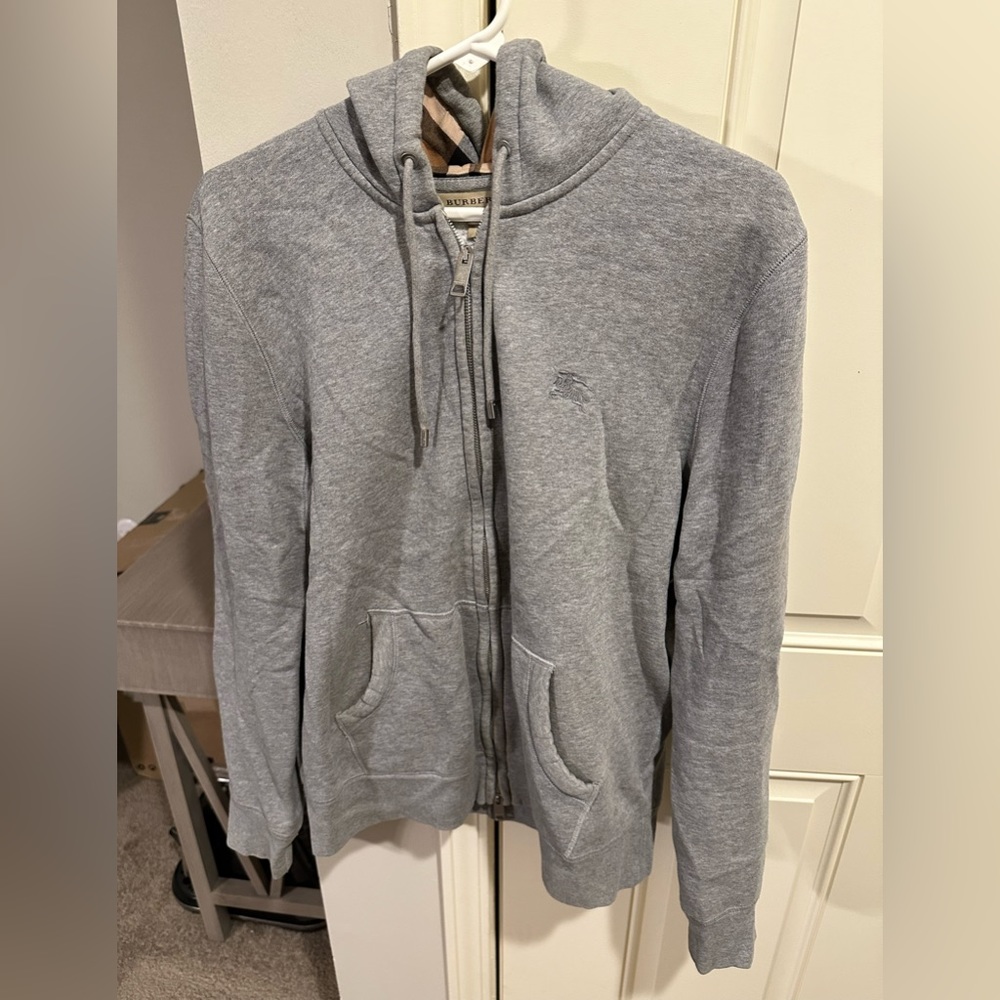 Men’s Burberry Gray Zip Up Hoodie Jacket